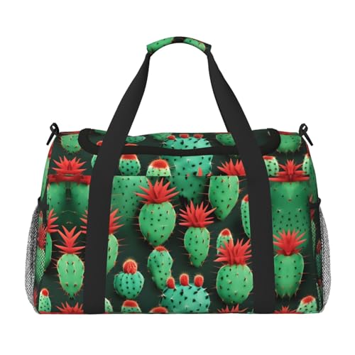 Many Small Cactus Art - Bolsa de viaje grande reutilizable, bolsa de compras para vacaciones, bolsa deportiva con correa cruzada ajustable