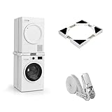 Relaxdays Zwischenbaurahmen, Trockner auf Waschmaschine, mit Ablage, verstellbar, 54-71 cm, Stapelkit universal, weiß