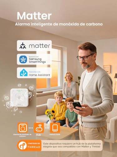 Detector de monóxido Matter compatible con Home Assistant para el hogar inteligente 3