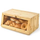 Panera Bamboo 24 * 40 * 18 cm, Panera de Gran Capacidad, Panara para Pan, Panera de Bambú, Caja de Almacenamiento para...