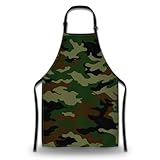 Olikked Garden Apron for Women Camouflage Funny Aprons for Men for Kitchen Cooking Restaurant BBQ Painting Crafting Gardening 27” (W) x 31” (H), Waterproof Apron