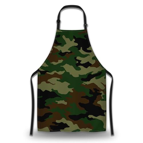 Olikked Garden Apron for Women Camouflage Funny Aprons for Men for Kitchen Cooking Restaurant BBQ Painting Crafting Gardening 27” (W) x 31” (H), Waterproof Apron