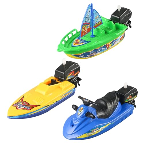 BEAHING Barcos de Juguete para baño de 3 uds, velero y lancha motora de plástico pequeño para niños, Juguetes para Jugar en el Agua en la Piscina y la Piscina de Verano