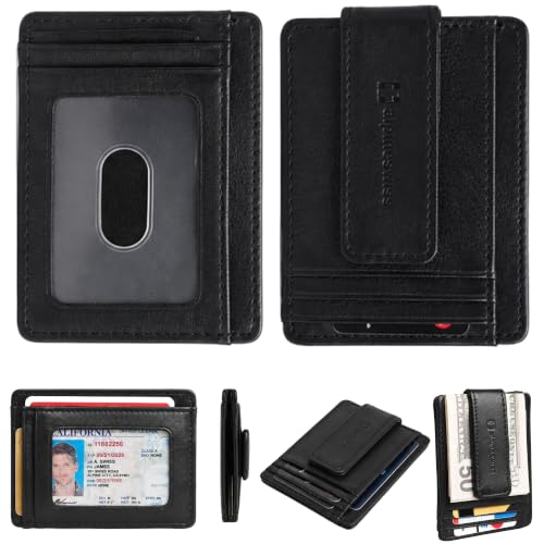 Image of alpine swiss Harper Mens RFID Slim Money Clip Front Pocket Wallet Minimalist Leather ID Card Holder