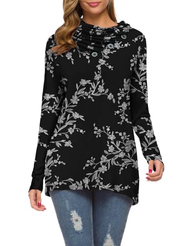 Image of WEACZZY Women's Long Sleeve Shirts Button Cowl Neck Casual Loose Tunic Tops Blouse Dressy Fashion 2026