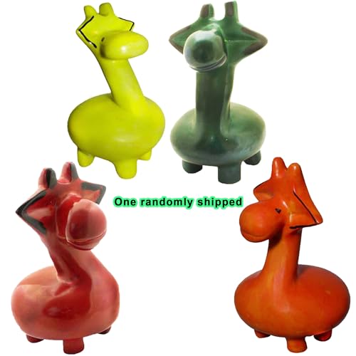 Estatua jirafa chubby de piedra natural tallada a mano miniatura 2