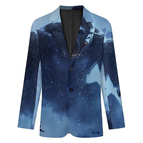 Angry Gorillas Mens Suit Jacket Lapel Blazers V Neck Button Business Coat Tuxedo for Wedding Party4