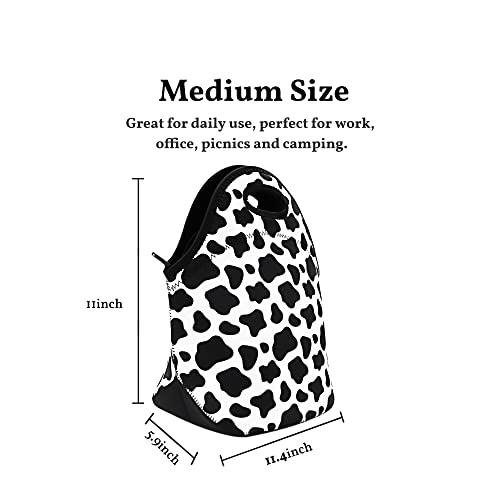 Aiphamy Neoprene Lunch Bag Insulated Lunch Box Tote For Women Men Adult Teens (Cow Print) #TOP4