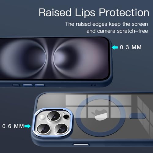 Image of KARWAN?Translucent Hybrid Case with Metal Ring Phone case Cover for iPhone 14 Pro |Compatible with N52 Strong Magnets Mag| Wireless Mag-Safe Charging -(Blue)