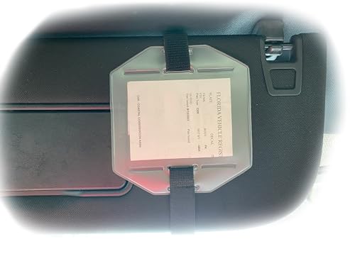 Stuart Promotional Products Registration & Insurance Card Document Holder Visor for Vehicle - Securely Holds with Black Stretch Band & Buckle - Durable Car Accessories Made in The USA (Black) (Small)