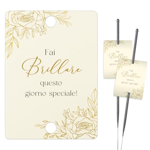 Etichette per Stelline Scintille Luminose Matrimonio, Cartoncini Biglietti per Scintilli Luminosi Nozze Sposi Taglio Torta Anniversario Fidanzamento Compleano Feste Decorazioni (100pz-Fiore)