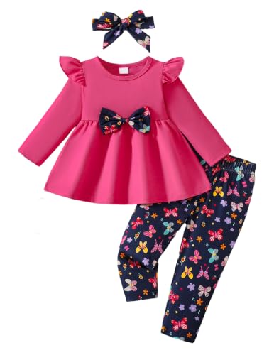 Image of Doresbebe Baby Girl Clothes Toddler Girl Outfits Infant Girl Summer Clothes for Girl Ruffle Shirt Pants+Cute Headband 3PCS