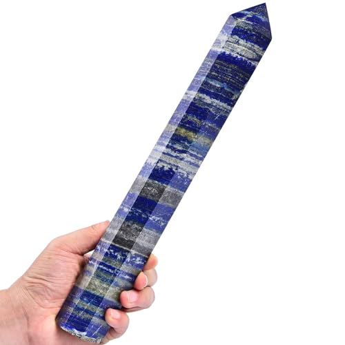 AMOYSTONE Lapis Lazuli Obelisk Large Healing Crystal Stone Wand Tower 6 Facet...