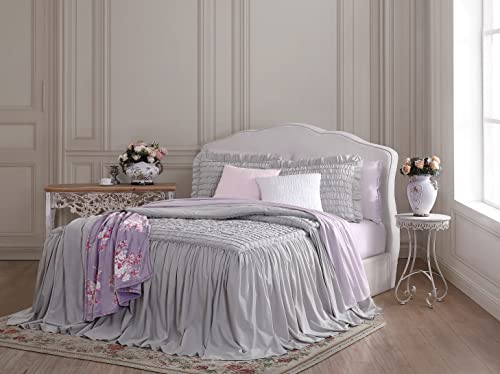 Shabby Chic® - Queen Bedspread, Soft Cotton Bedding With Matching Shams, Beautifully Draped Home Decor For All Seasons (Seren Grey, Queen) #TOP14