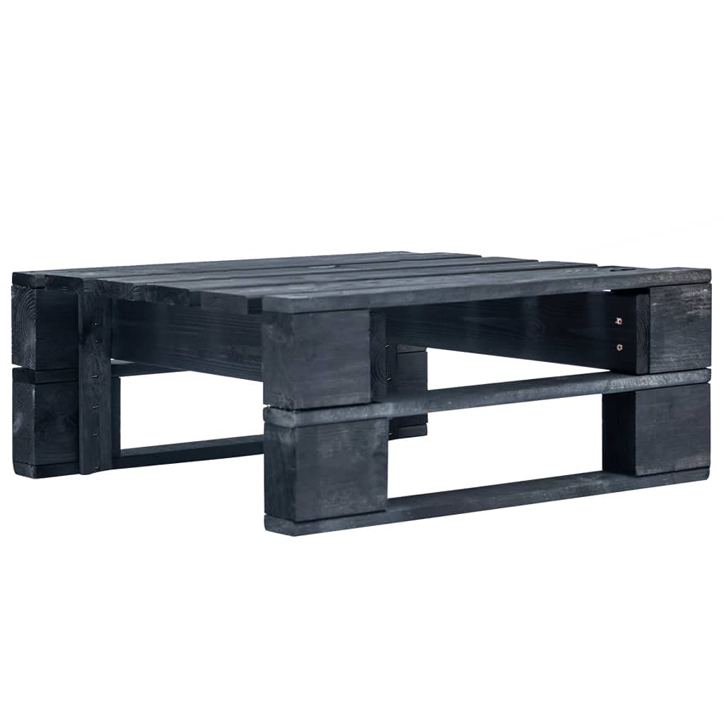 vidaXL Repose-Pied Palette de Jardin Noir Table Basse Terrasse Salon Bois