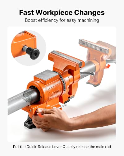 Image of VEVOR Heavy Duty Bench Vise, 6 inch Jaw Width, Double Swivel Rotating Multi-Purpose Bench Vise, with 360 Locking Swivel Base and Head, 2.8 inch Throat Depth, 6 inch Max Jaw Opening, for Drilling, Pipe Cutting