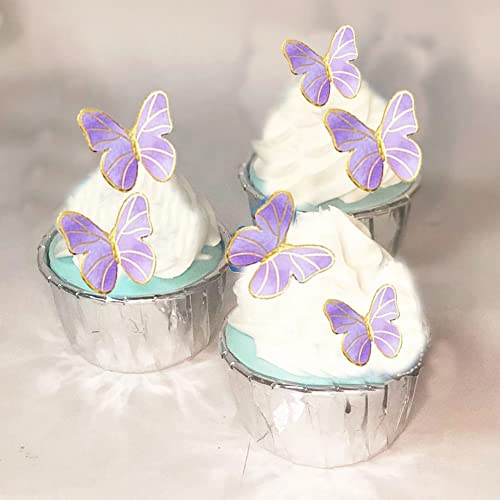 Lebery 25Pcs Butterfly Cake Toppers, Purple Princess Fairy Supplies, Cupcake Toppers Picks, Decoration For Birthday Baby Shower Wedding Theme Party 0145 #TOP4