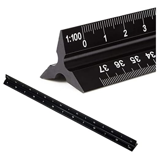 30 cm escalímetro de precisión, aluminio para arquitectos e ingenieros, triangular - 1:20, 1:25, 1:50, 1:75, 1:100, 1:125