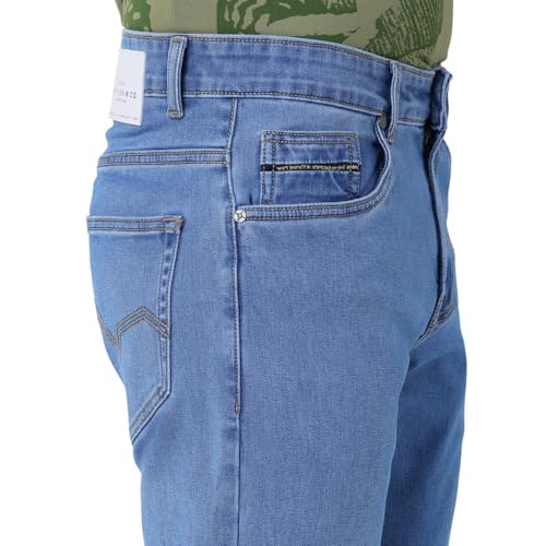 Image of Wert Men's Dark Blue (denimix) & Ice Colour Jeans, Regular Fit, Contrast Stitching,