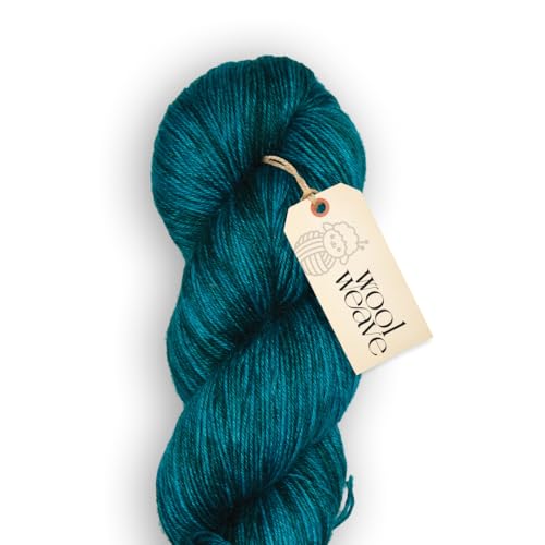 Woolweave Fingering Weight Yarn - Hand Dyed Sock Yarns 75% Extrafine Merino Wool & 25% Polyamide 100g Skein 438 Yards - Lightweight Soft & Durable Green Yarn