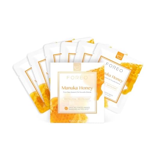 FOREO, Máscara UFO Manuka Honey, Máscara Ativa para Dispositivos UFO, com Mel Manuka da Nova Zelândia, Revitalizante, Suavizante e Rejuvenescedor, para Pele Seca, Embalagem com 6 Máscaras