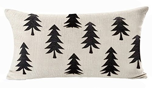 QINU KEONU Forest Tree Geometry Cotton Linen Lumbar Waist Pillow Case Cushion Cover Home Sofa Decorative (8)