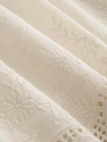 CIDER Lace Skirt Midi Skirt Floral Women Elastic Mid Waist Lined Lettuce Trim Hem Cotton Skirts2