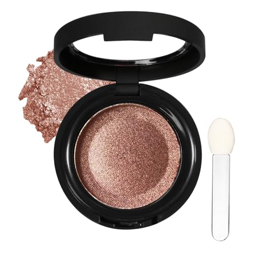 Single Eyeshadow, Golden Brown Pressed Powder Eyeshadows, Highly Pigmented Eye shadow Long-lasting Shimmering Waterproof Eye Shadows With Mirror And Brush, Eye Make up for Party