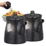 Yardwe 2 dispenser di salsa di soia in ceramica, 200 ml, colore nero