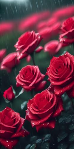 Broderie Diamant 5D Grand Format Toile Anti-Plis Kit Peinture Diamant Rose 150x75cm