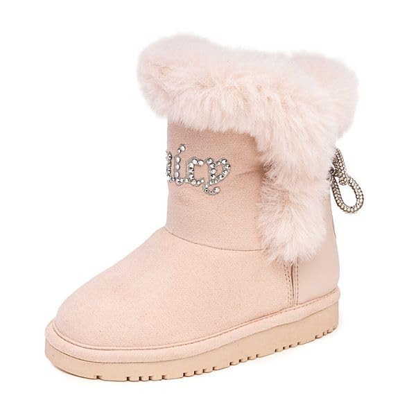 Juicy Couture Girls Winter Boots Warm Insulated Fashion Booties Mid Calf Outdoor Snow Boot for Toddler/Little Kid/Big Kid