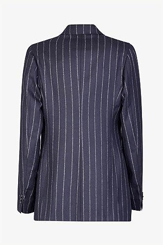 Women's Woolen Stripe Blazer Double Breasted Suit Jacket Formal Business Office Lady Outfits2