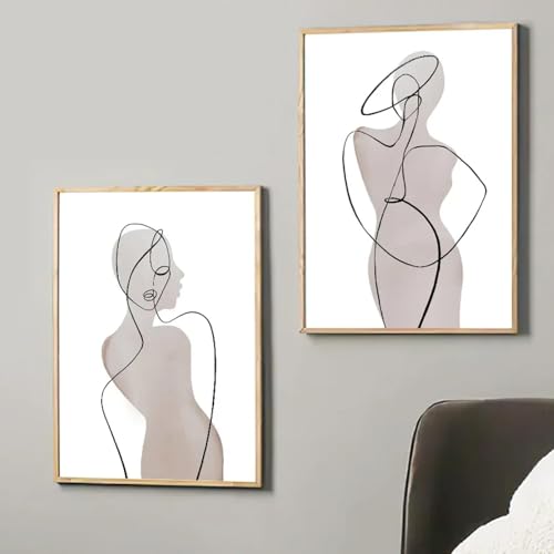 Lignes abstraites de fille nue en art mural, impressions de toiles modernes pour chambre zen