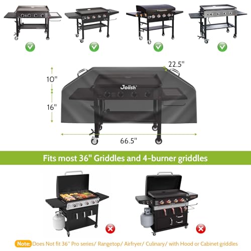 Joiish Heavy Duty Griddle Cover for Blackstone 36 inch Griddle Cooking Station, 600D Polyester Flat top Gas Grill Cover, Water-Proof, Dust-Proof & Weather Resistant