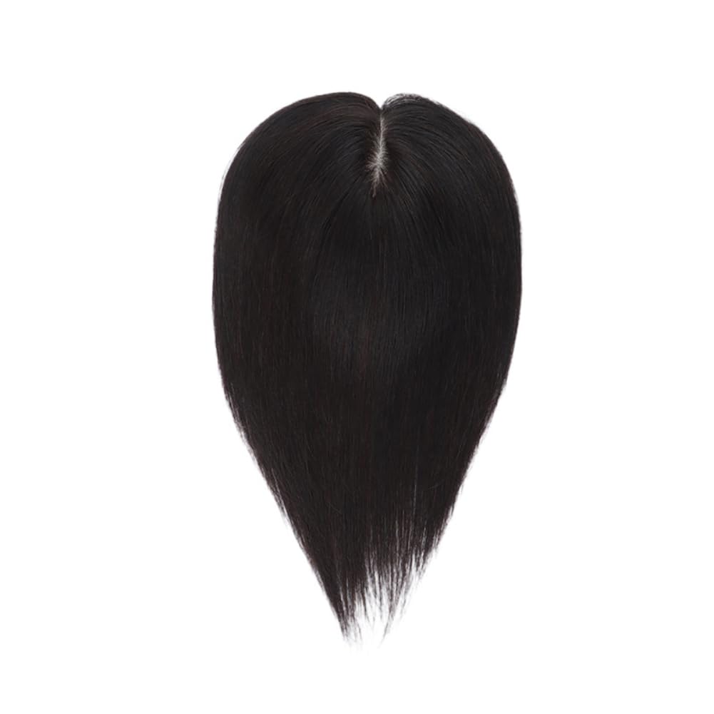 3.9×4.7inch Handmade Seamless Straight Hair Human Hair Topper Hairpiece Top Piece Wiglet Needle One-piece Hairpiece for Women Thin Hair (Dark brown,35cm)