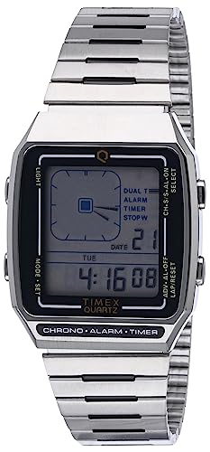 Timex Q Reissue Digital LCA 32.5mm Watch  Silver-Tone Stainless Steel Case & Bracelet