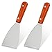 Angoily 2Pcs de Acero Inoxidable de La Parrilla Parrilla Rascador con Mango de Madera Inclinación Parrilla Parrilla Espátula Raspador de Restaurante Plana Hoja Recta para Servicio de