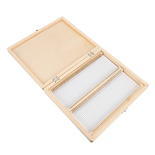 Boîte de rangement bois de hêtre pour lames de microscope avec charnières robustes