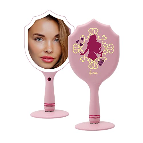 Impressions Vanity Disney Princess Ariel Miroir de maquillage à LED avec base debout, bouton scintillant et 3 modes de couleur pour voyage ou chambre à...
