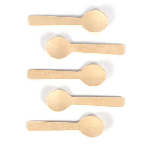 100 piezas de cucharaditas de madera juego de cubiertos desechables biodegradables cucharas pequeñas para servir miel… - Imagen 7