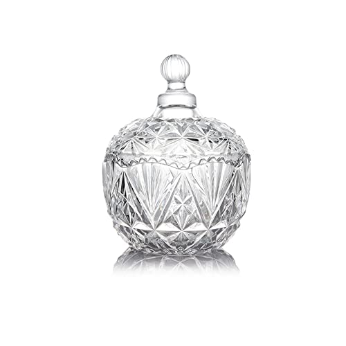Plato de cristal transparente de 260 ml con tapa de cristal, cuenco de caramelo, tarro de buffet decorativo para azúcar, cocina, alimentos, galletas, joyero, tarro de encimera