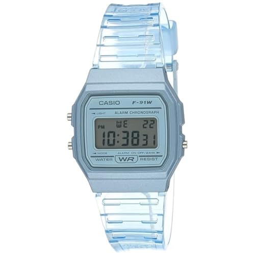 Casio Digital F-91WS-2DF, Blue, Bracelet