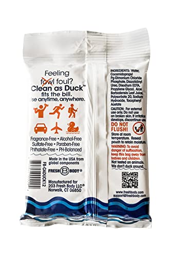 Image of Clean As Duck Body Wipes for Adults (3 Pack, 36 Wipes) - Textured Rinse-Free Body Cleansing Wipes for Adults with Vitamin E & Aloe - No Added Fragrance, Sulfates or Parabens