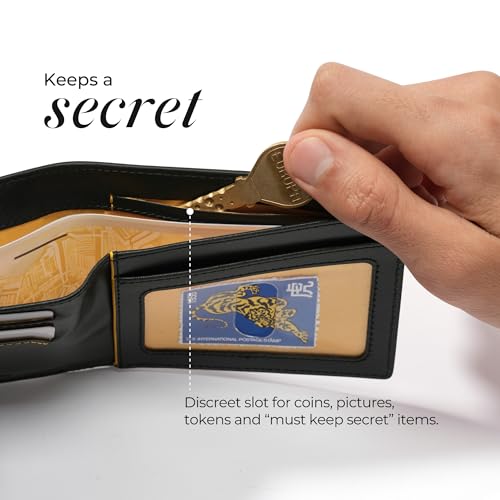 Image of MOKOBARA Stash Slim Bifold Wallet for Men | Monostriped | Genuine Leather | RFID Protected | Holds Up to 6 Cards | Single Currency Compartment | Money Moves (Black)