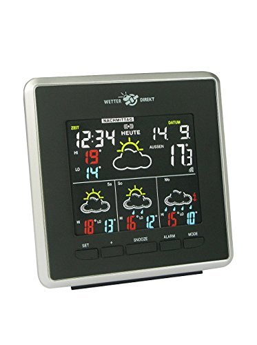 Preisvergleich Produktbild Technoline WD 4026 Wetterdirekt - Wetterstation mit LED-Anzeige,Innen und Außentemperaturanzeige, sowie Wettervorhersage für 4 Tage schwarz / silber mit Batterien
