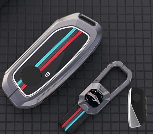Image of BKN Luxury Metal Soft Car Key Cover Shell with Keychain & Full Protection Compatible with BMW X1 X7 XM IX I7, X5 X Series, 2 /3 / 4 /5 / 6 /7 Series (4 Button Push Smart Key)