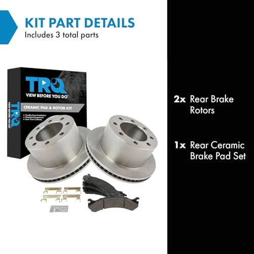 Image of TRQ Rear Brake Pad and Rotor Set Ceramic Vented Rotors