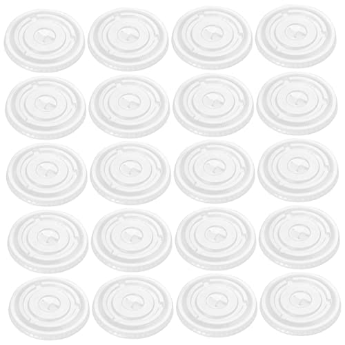 HAPINARY 100Pcs Clear Disposable Lids Transparent Flat Cup Covers for Drinks Portable and Replaceable for Freshness and Leak Sealing for Juice and Cold Beverages