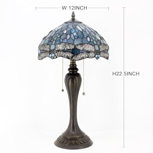 Image of WERFACTORY Tiffany Table Lamp Stained Glass Bedside Lamp Desk Reading Light