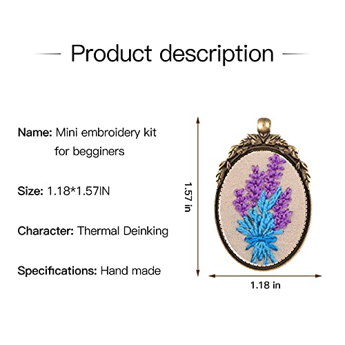 Image of ZOCONE 6 Packs Embroidery Necklace Kits, Embroidery Pendant Kit Mini Cross Stitch Kit with Hoop, Necklace, Pendant, Brooch, Stamped Pattern Cloth, Instructions, etc. Embroidery Kits for Adults